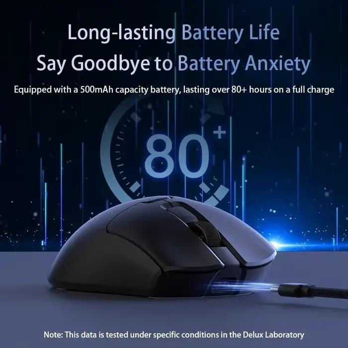 Delux M900PRO Version ultra-légère souris de jeu sans fil ergonomique 1K/8K taux d'érollage 50g PAW3395 pour joueur PC à grande main droite