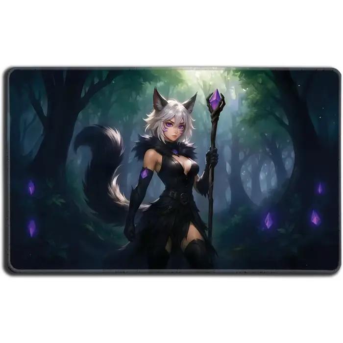 Tapis de jeu Anime Cat Warlock 24x14 TCG pour The Magic Gathering Commander