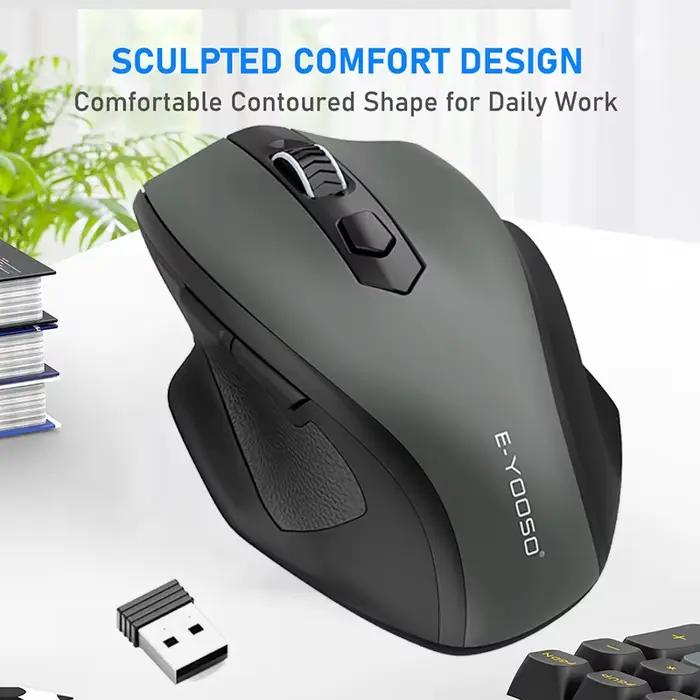 Souris ergonomique sans fil E-YOOSO 2.4G avec récepteur USB intégré
