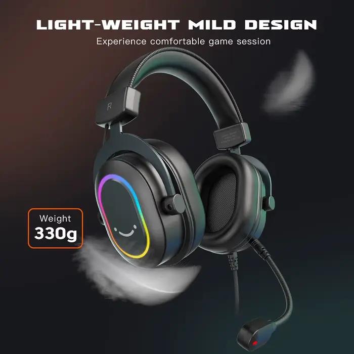 Fifine Casque de jeu RVB dynamique avec micro