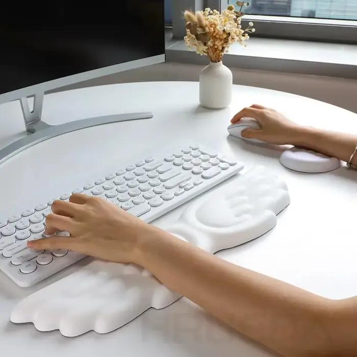 Clavier souris repose-poignet aile d'ange mousse à mémoire de forme tapis