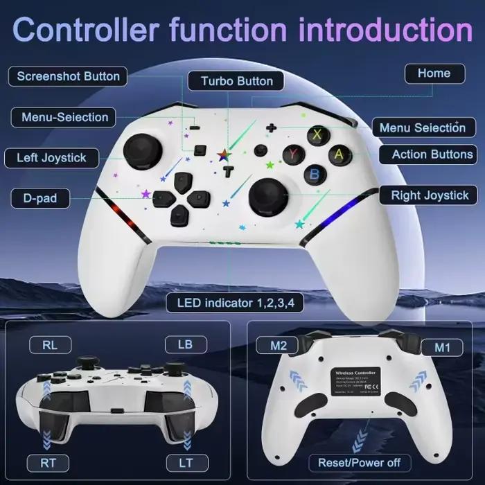 Manette de jeu sans fil Switch Pro avec macros