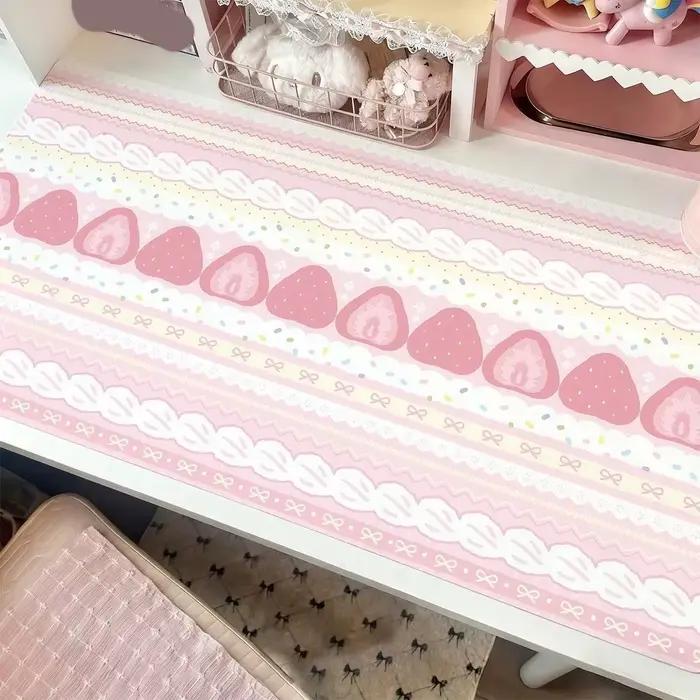 Tapis de souris XXL en forme de tranche de gâteau à la fraise rose