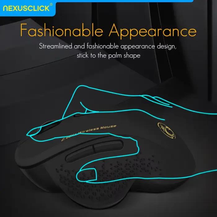 Souris sans fil NexusClick 2.4G 6 boutons DPI ajustables clics silencieux souris ergonomique pour jeux et travail longue durée de vie souris pour ordinateur portable et bureau
