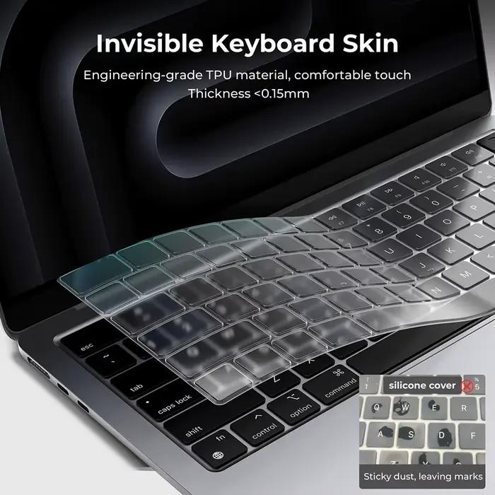 Housse de clavier transparente pour MacBook Pro 16.2 M4 M3 M2 A3403 A3186 A2991 A2780 A2485 A2141