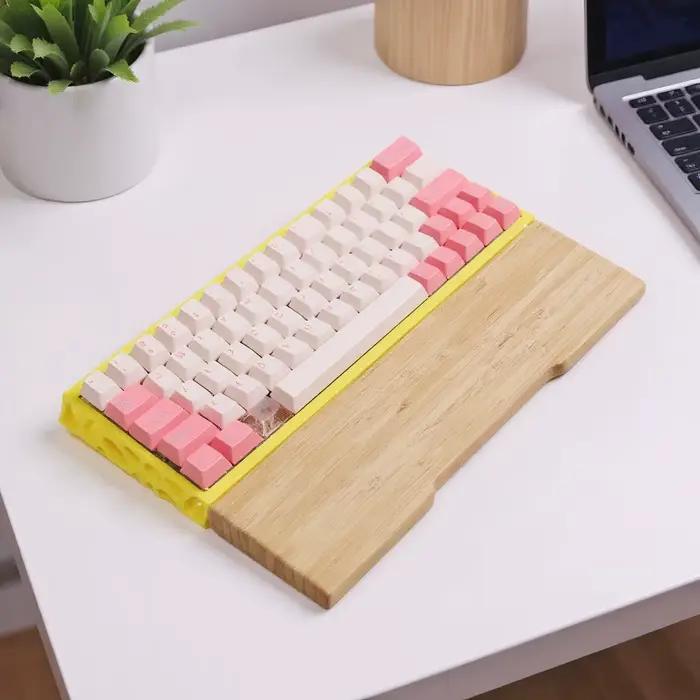 Repose-main en bois de bambou pour clavier mécanique