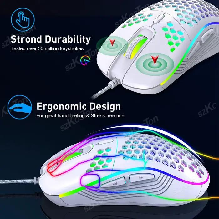 Souris de jeu filaire Honeycomb avec rétroéclairage RGB