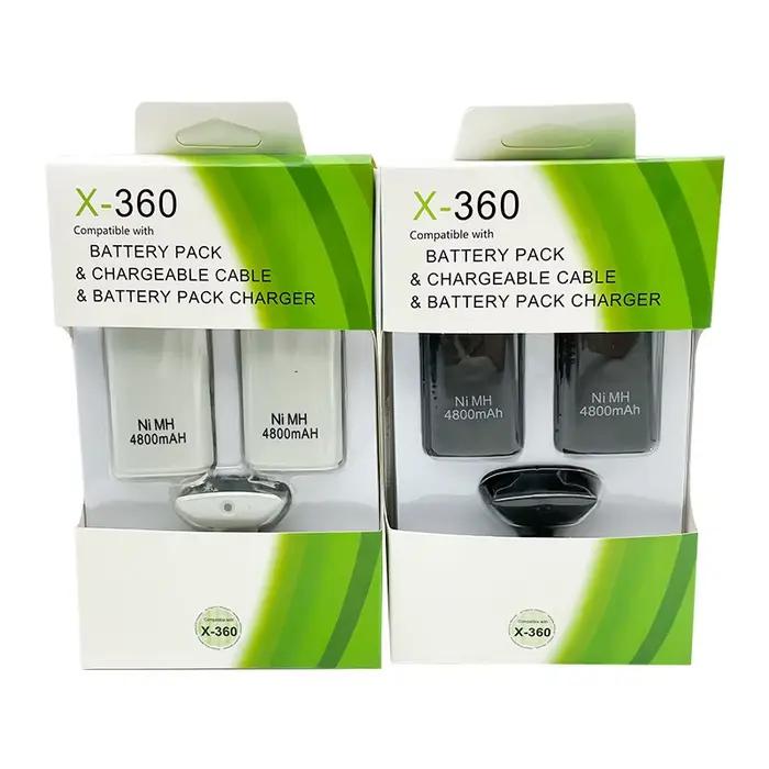 Batterie aste pour manette sans fil Xbox 360, câble de charge, 2 pièces