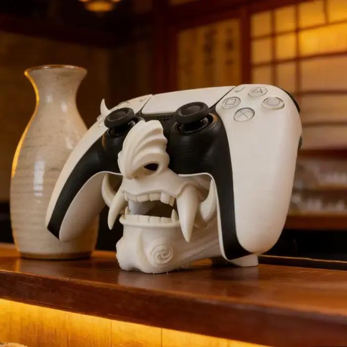 Support de manette de jeu en forme de masque de samouraï