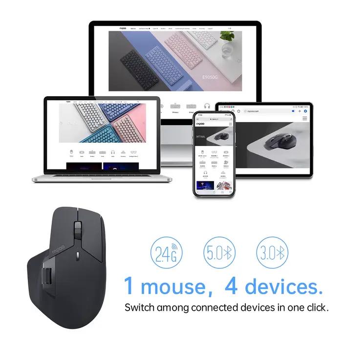 Rapoo MT760/MT760L/MT760Mini/MT760M souris sans fil Bluetooth multimode Rechargeable ergonomique 4000 DPI prise en charge jusqu'à 4 appareils
