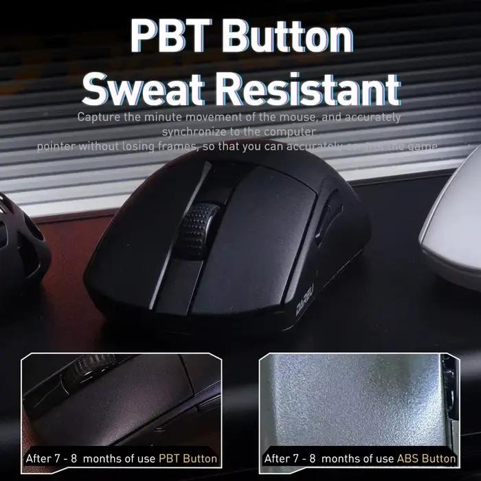 DAREU 4KHz Tri-mode 2.4G sans fil filaire PBT souris PAW3395 26000 DPI RGB 6 boutons programmables Rechargeable pour PC portable Gamer