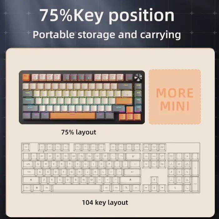 Clavier mécanique 75% filaire avec bouton multimédia