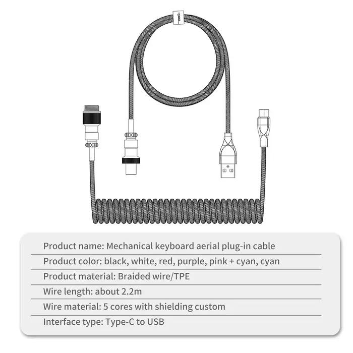 Câble de clavier USB C pour clavier de jeu mécanique