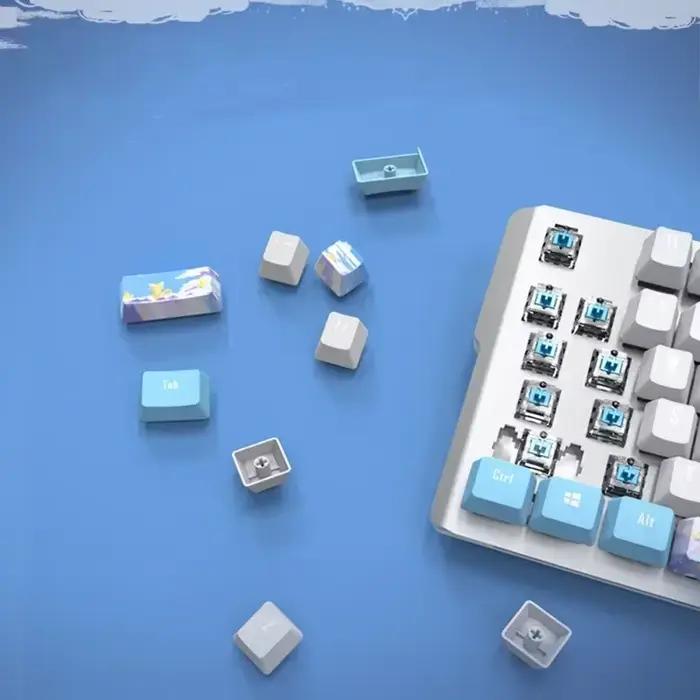Clavier mécanique filaire blanc-bleu/blanc-violet