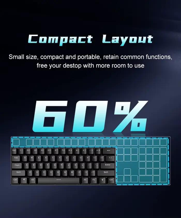 Clavier mécanique gamer 60% Teclado Mecánico Mini
