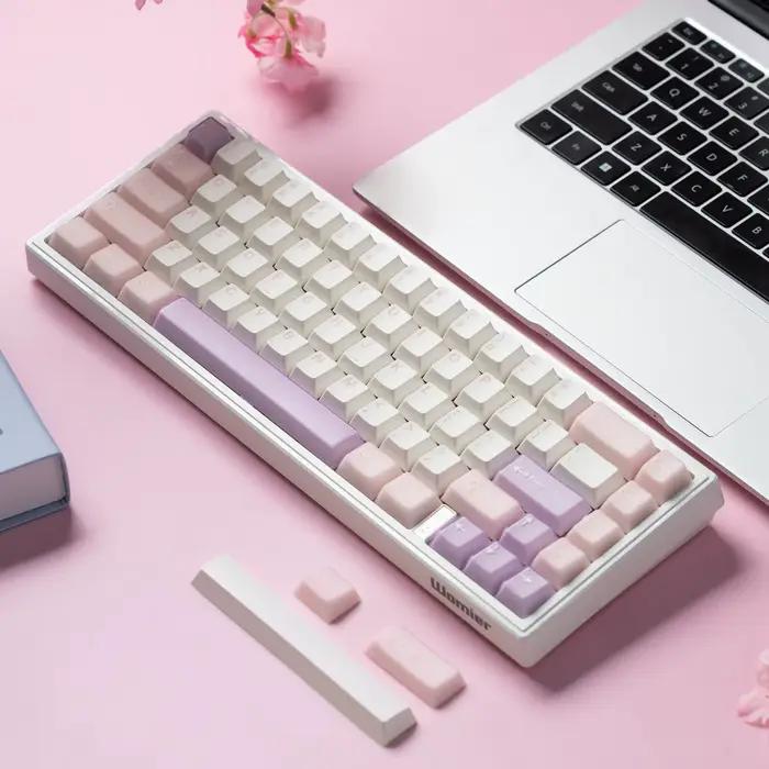 Capuchons de touches PBT blancs et roses