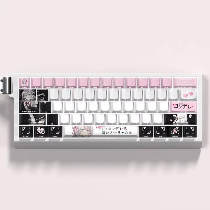 Anime Keycap PBT Cherry 74 touches côté gravé translucide clavier porte-clés Compatible avec 60 65 68