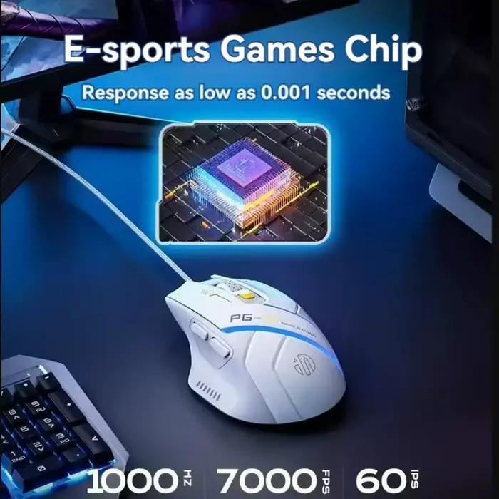 Souris de jeu filaire Pg1 pigments partenaires émettant de la lumière RVB design ergonomique pour le bureau et la maison jeu compétition création technologie