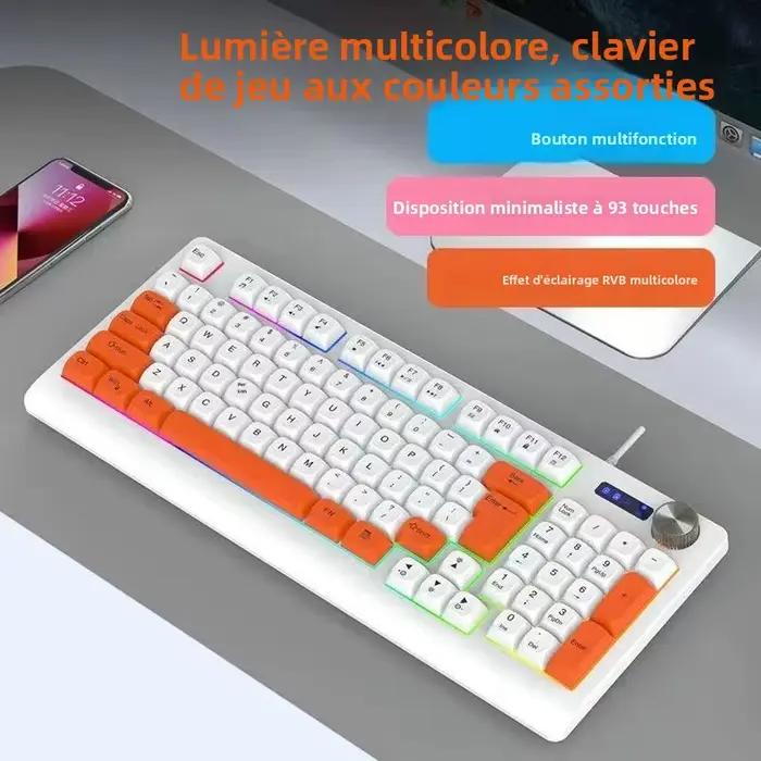 Clavier de jeu filaire 93 touches avec rétroéclairage RVB