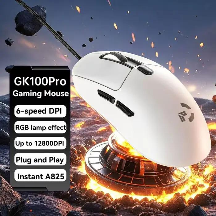 Souris de jeu filaire 6 niveaux DPI réglable jusqu'à 12800DPI puce A825 instantanée programmation Macro rvb conception