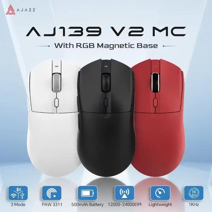 AJAZZ AJ139 V2 MC PAW3311 souris de jeu sans fil avec Base de charge magnétique rvb 24000DPI