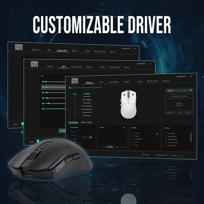 Souris de jeu sans fil EPOMAKER Click Tri-mode légère