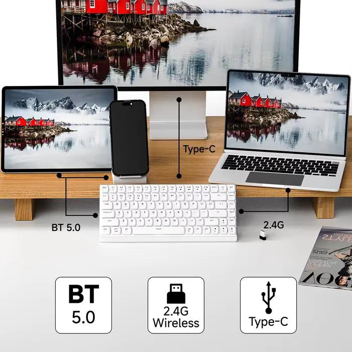 EWEADN Clavier de jeu mécanique tri-mode à profil bas 84 touches