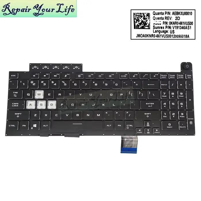 Clavier anglais américain rétro-4.2 pour ASUS TUF Gaming F15 FXSnowboard FASnowboard FA506Q FX506L IU II IH IV