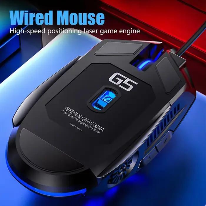 Souris Filaire G5 Originale Retro Eclairage Haute Sensibilite 6 Touches Macro Programmation Souris Mécanique Jeu Ordinateur Jeu Tablette PC Occasions Spéciales
