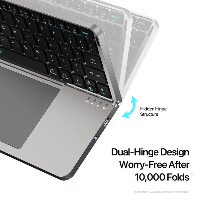 DUX DUCIS clavier pliable Bluetooth 5.0 avec pavé tactile et support de téléphone pour téléphones tablettes PC iOS Android Windows Mac