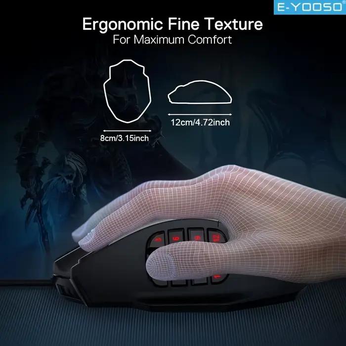 E-YOOSO rvb souris de jeu filaire forme ergonomique 16400 DPI