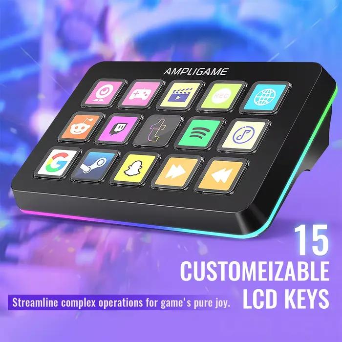 Mini clavier FIFINE D6 avec 15 boutons Macro personnalisables