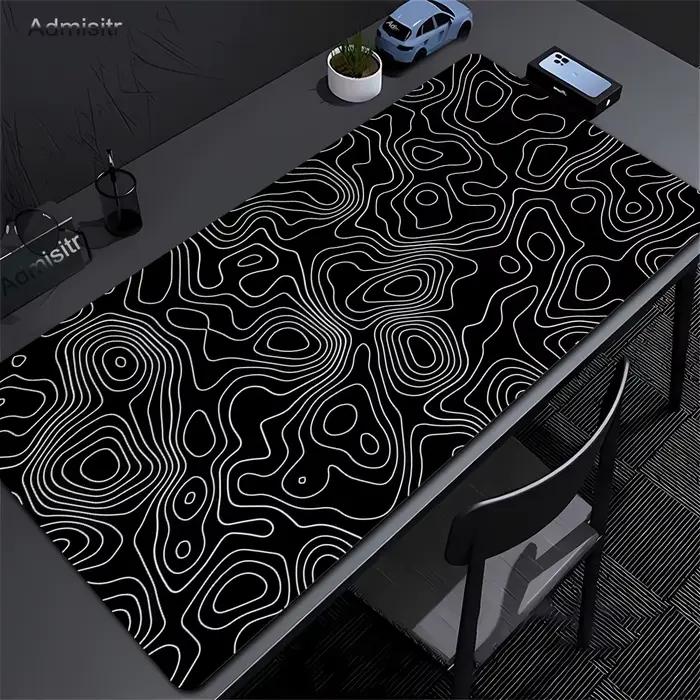 Tapis de bureau XXL noir et blanc Strata liquide