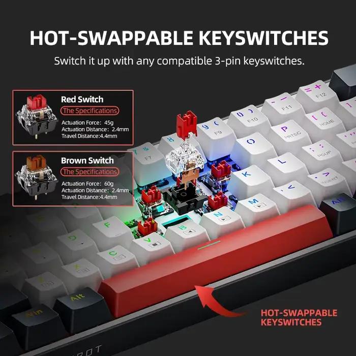 Thunderobot K63 clavier mécanique filaire rvb ANSI 60% 63 touches disposition