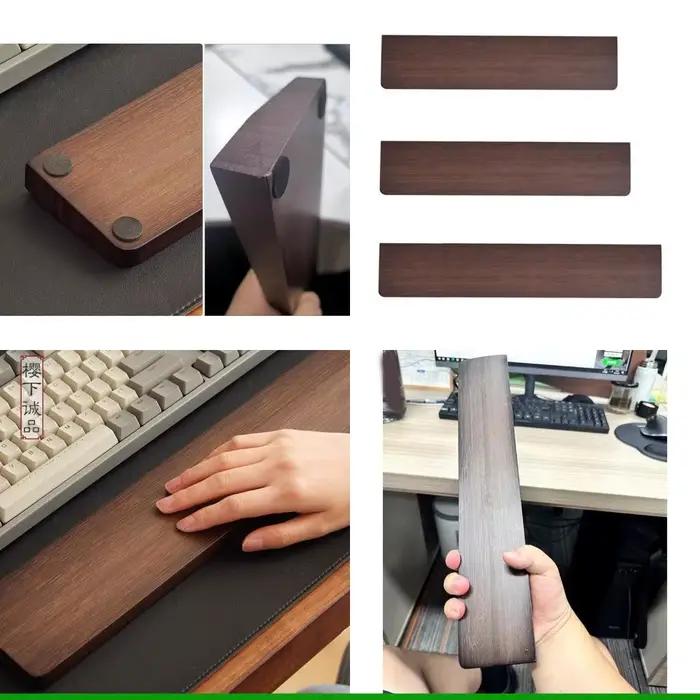 Repose-poignet pour clavier mécanique en bois beige marron orange pour claviers de 61 et 104 touches pour bureau professionnel et gamer occasionnels