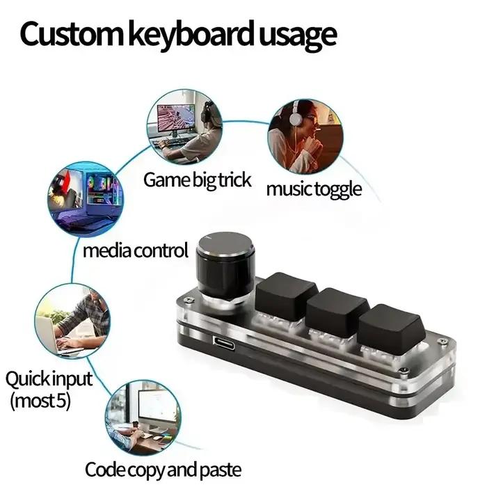 Clavier mécanique Macro 3 touches 1 bouton USB rvb Mini jeu
