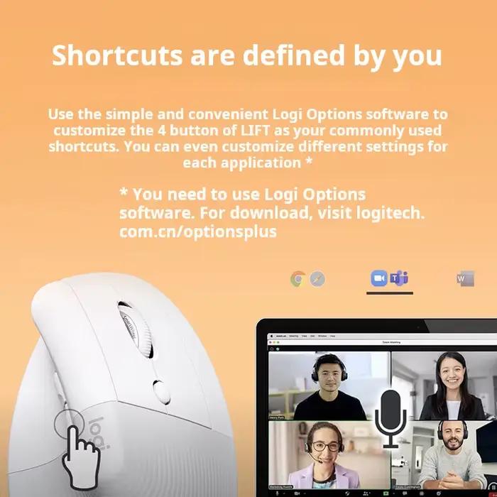 Logitech-Souris ergonomique sans fil Bluetooth Lift