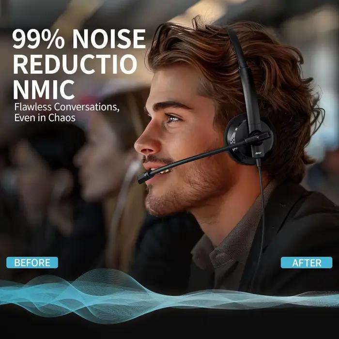 Casque filaire pour ordinateur Acer HW03 avec suppression du bruit et micro pour PC