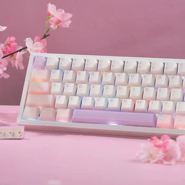 Capuchons de touches PBT blancs et roses