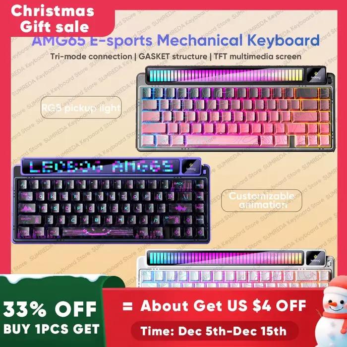 LEOBOG AMG65 clavier mécanique TFT écran LED rvb échange à chaud Bluetooth 2.4G