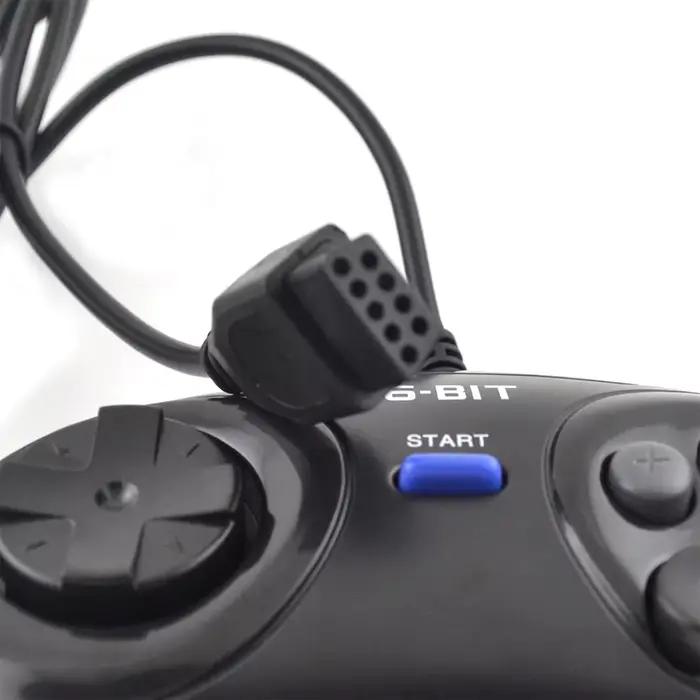 1-2 pièces contrôleur de manette de jeu noir pour Sega Mega Drive 9 broches 6 boutons manettes pour console de jeu vidéo