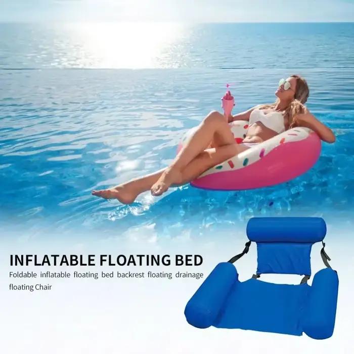 Hamac d'eau flottant pliable, chaise longue gonflable, tapis de piscine, lit inclinable flottant, matelas à Air, accessoires de piscine
