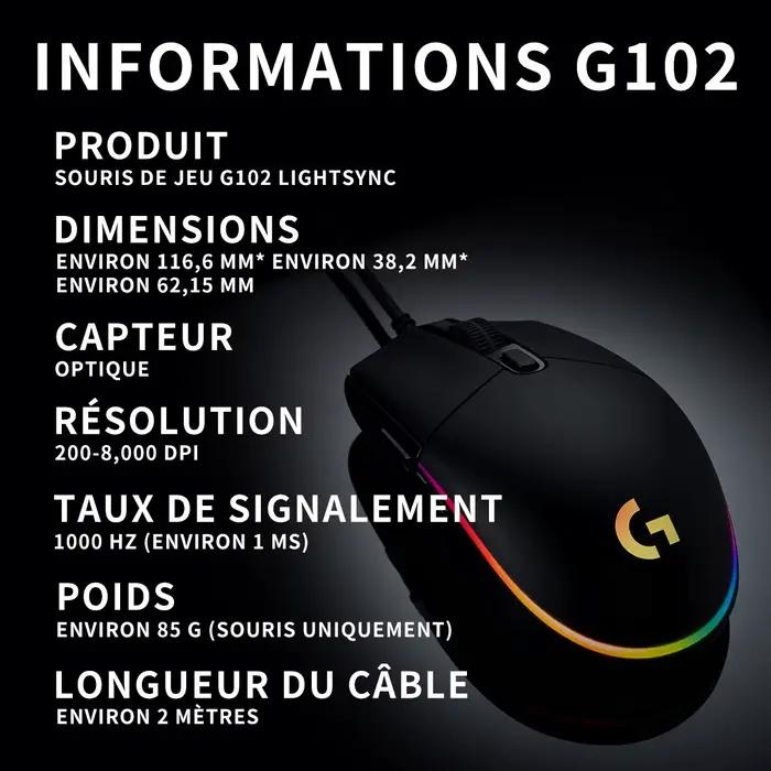 Souris filaire Logitech G102 2e génération