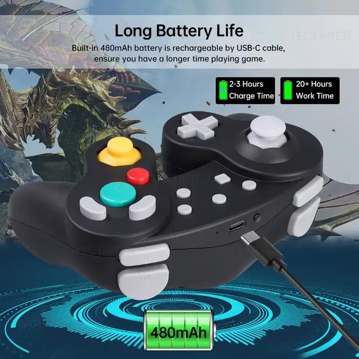 Contrôleur Gamecube Compatible Bluetooth pour NS Switch 2/Switch Console manette pour Steam/andriod/PC Joystick avec Turbo Functio