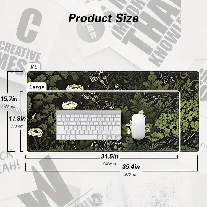 Grand tapis de souris plante florale verte botanique