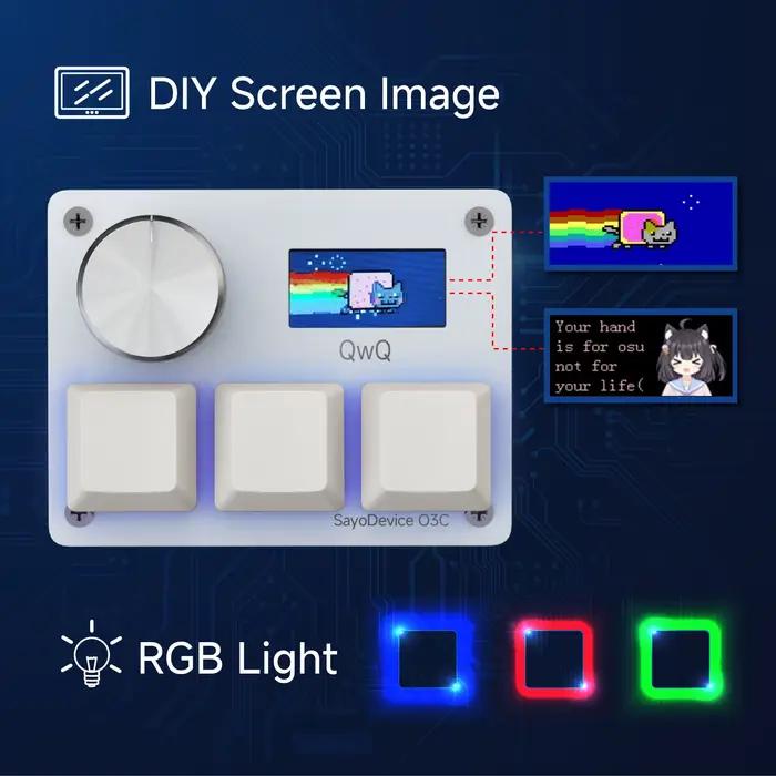 Sayodevice O3C clavier déclencheur rapide Hall commutateurs magnétiques pour OSU géométrie tableau de bord jeux de rythme bricolage touches écran Image lumière RGB