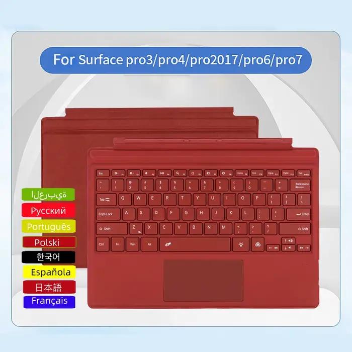 Clavier Trackpad Retroéclairé Bluetooth TOSINCEN pour Microsoft Surface Pro 3 4 5 6 7 7+ avec support de plusieurs langues et options de couleurs multiples