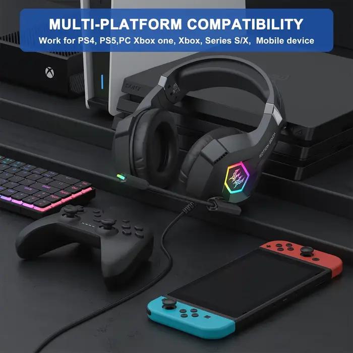 Casque de Jeu GGBEE GS450 Son Surround Micro Antibruit Conception Ergonomique Design sur Oreille Compatible Multiplateforme Blanc Rouge Occasions Spéciales