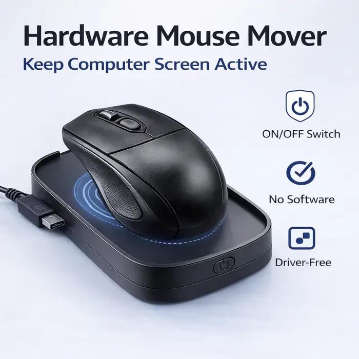 Simulateur de mouvement de souris USB sans pilote avec interrupteur marche/arrêt pour maintenir l'écran de l'ordinateur actif