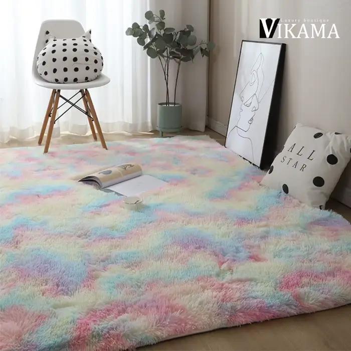 VIKmemorial-Grand tapis moelleux en peluche douce pour enfants, tapis de jeu rose pour chambre à coucher de filles, tapis de salon, tapis de hall, décoration de pépinière